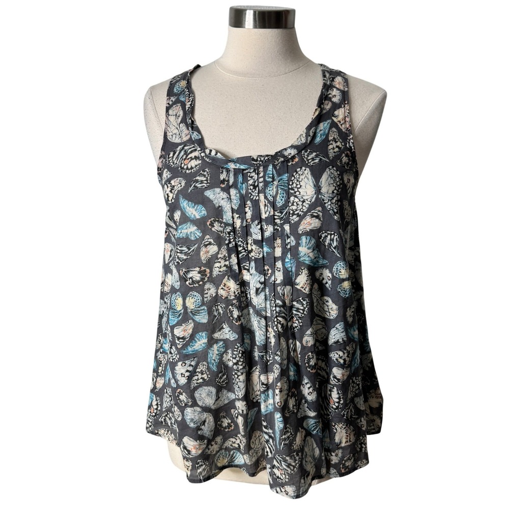 Anthropologie Edme‎ and Esyllte Fairy Butterfly Print Pintuck Tank Top Womens 4